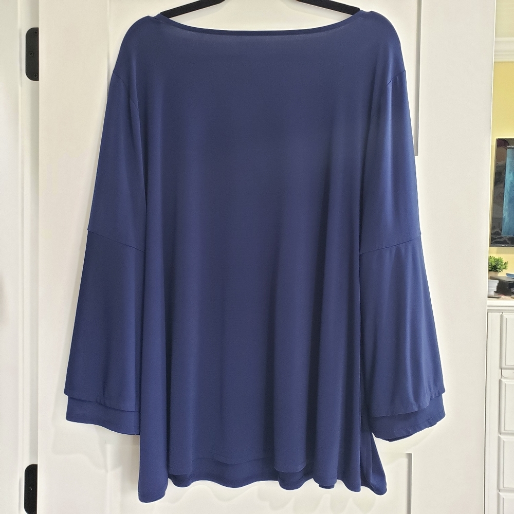 Lane Bryant: Navy Blue Formal Flowy Shirt 26/28 - Picture 2 of 6